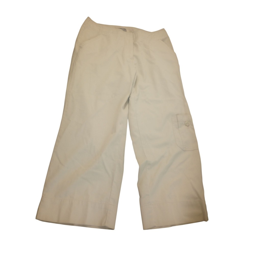 J. Jill Genuine Fit Below Waist Womens Crop Capri Pants Sz 8 Stretch Tan Stripe